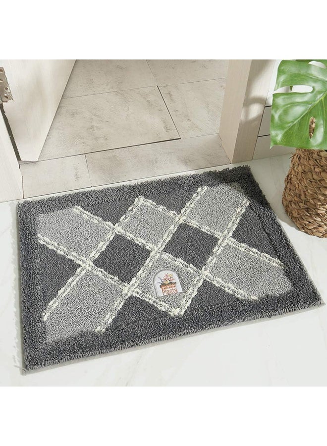 EBREEZZ Diamond Pattern Bathroom Floor Mat – Ultra Soft & Highly Absorbent Non-Slip Bath Rug - Image 1